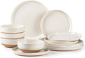Dinnerware Sets for 4, 12 Pieces Ceramic Plates and Bowls Set | Scratch Resistant Stoneware Dishes Set, Dishwasher & Microwave Safe, Light Beige