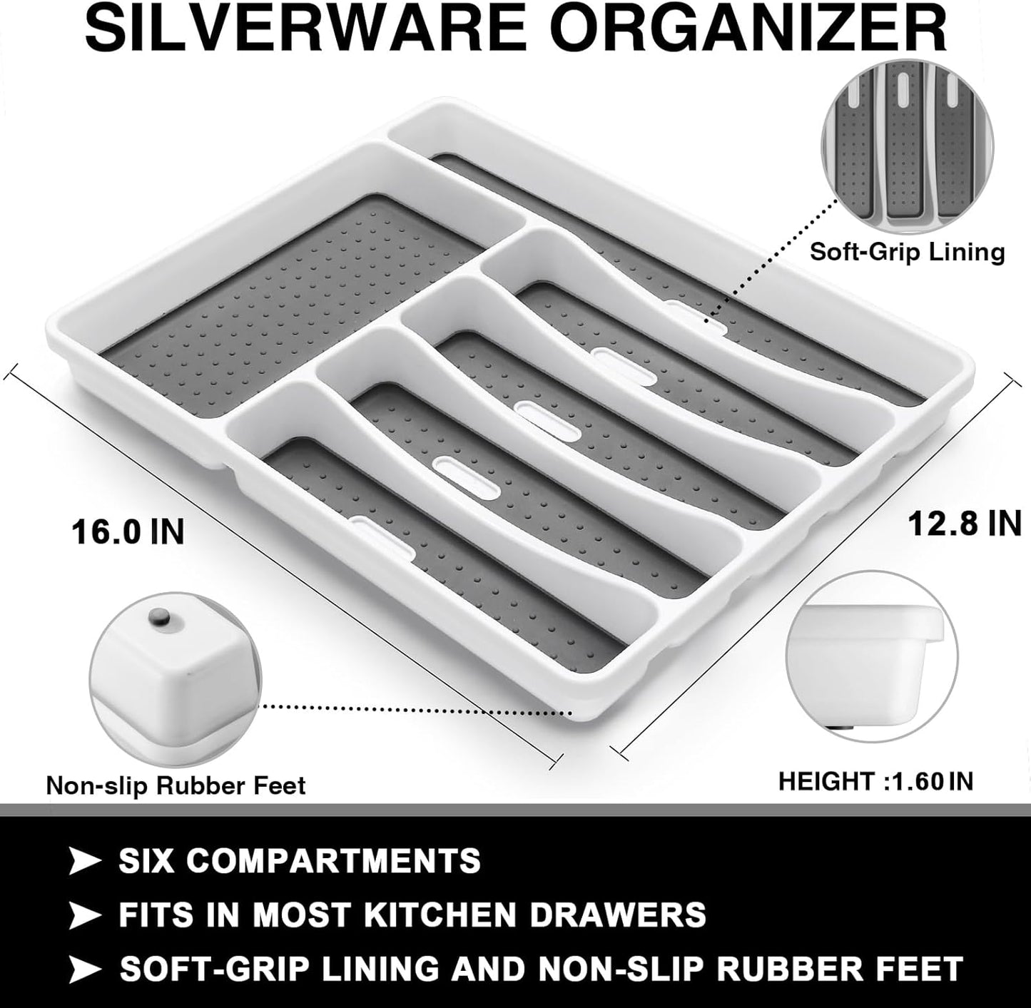 49-Piece Silverware Set with Organizer, Heavy Duty Stainless Steel Flatware Set for 8, Cutlery Utensil Sets with Steak Knives, Rust-proof, Mirror Polished, Dishwasher Safe, Heavy Duty