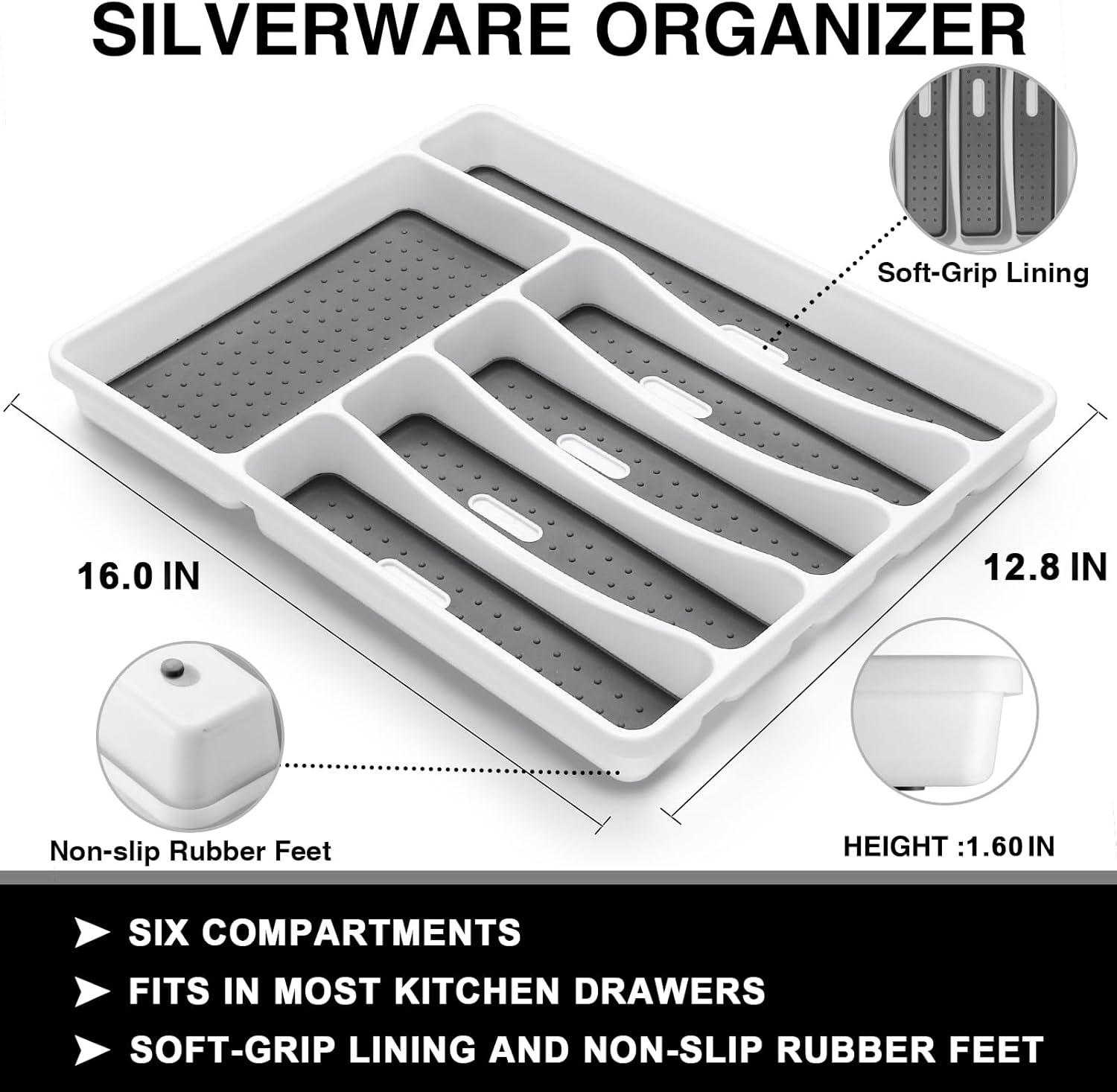 49-Piece Silverware Set with Organizer, Heavy Duty Stainless Steel Flatware Set for 8, Cutlery Utensil Sets with Steak Knives, Rust-proof, Mirror Polished, Dishwasher Safe, Heavy Duty