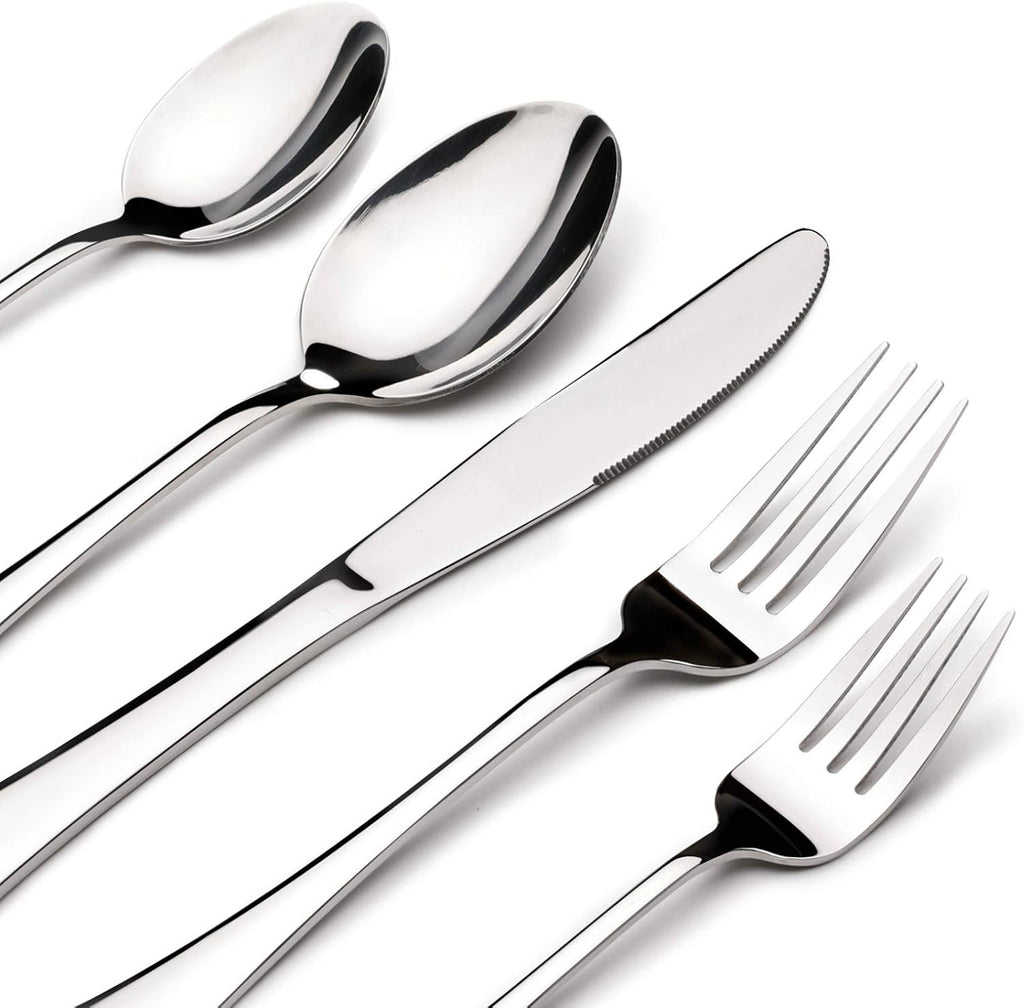 Silverware Set for 8, 40 Piece Stainless Steel Flatware Utensil Cutlery Set | Heavy Duty Steak Knife Fork and Spoon, Dishwasher Safe, Gift Package for Wedding Housewarming