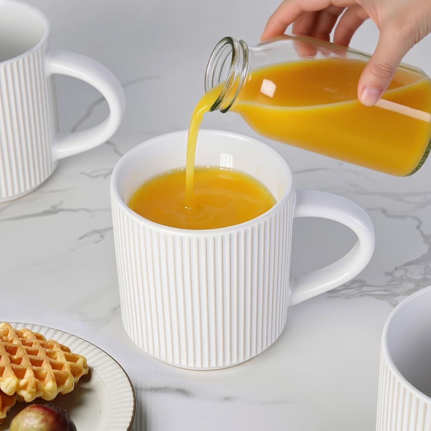 Matte White Coffee Mugs Set of 4, 12 Ounce Mug with Handles, Ceramic Stoneware Catering Coffee Cups, Porcelain Mugs Sets for Coffee, Tea, Hot Cocoa, Milk, Microwave and Dishwasher Safe