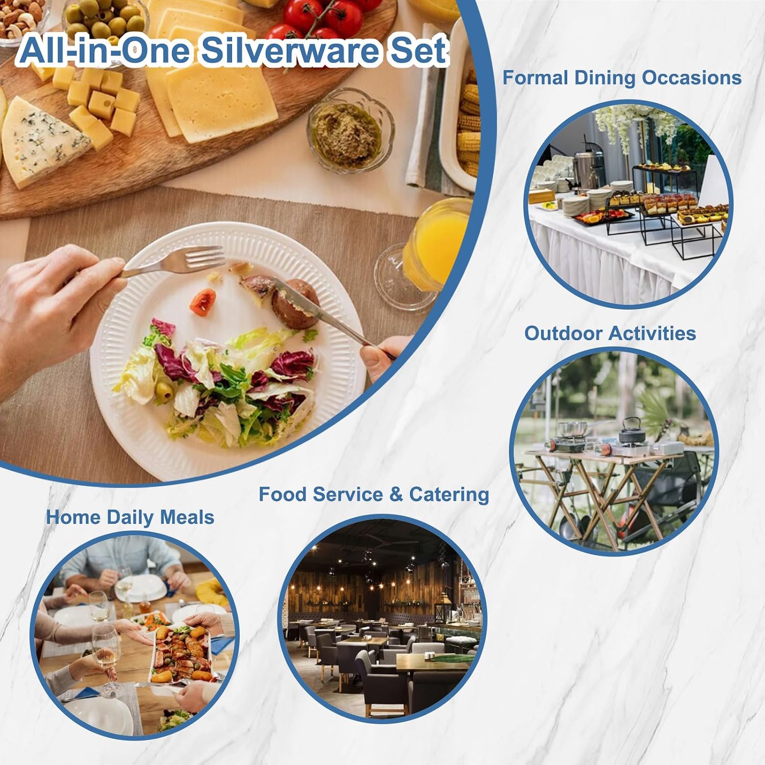20 Piece Silverware Set - Stainless Steel Silverware Sets for 4 Include Spoon, Forks, Knives, Mirror Polished Flatware Set for Home, Kitchen, Restaurant, Dishwasher Safe