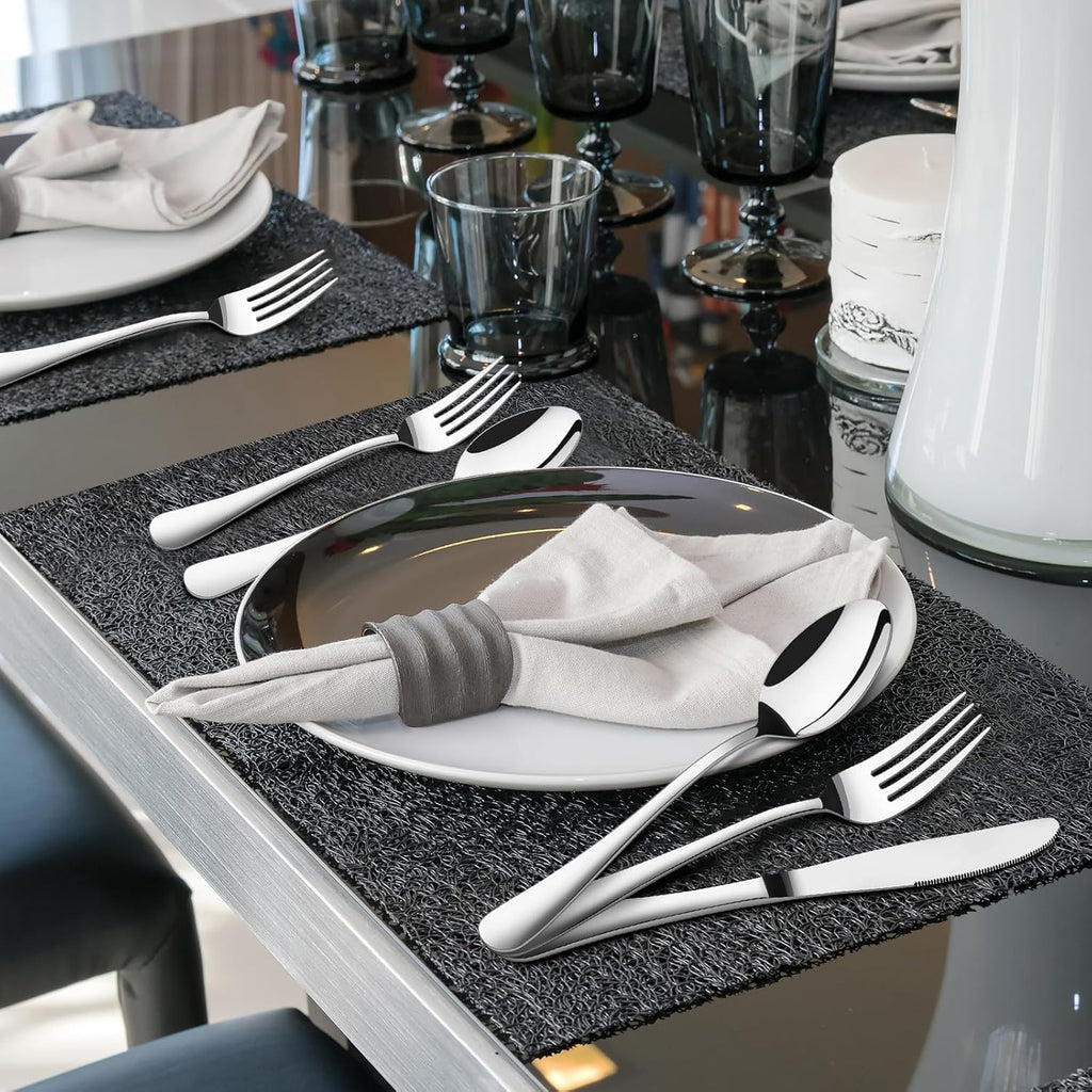 Silverware Set for 8, 40 Piece Stainless Steel Flatware Utensil Cutlery Set | Heavy Duty Steak Knife Fork and Spoon, Dishwasher Safe, Gift Package for Wedding Housewarming