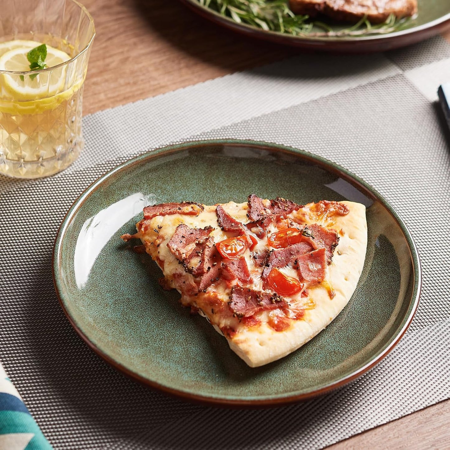 Stoneware Dinnerware Sets for 4, 12pcs Plates and Bowls Sets Dishes | Reactive Glaze Ceramic Dish Set, Microwave & Dishwasher Safe, Highly Chip and Crack Resistant Dishware sets, Brown Green