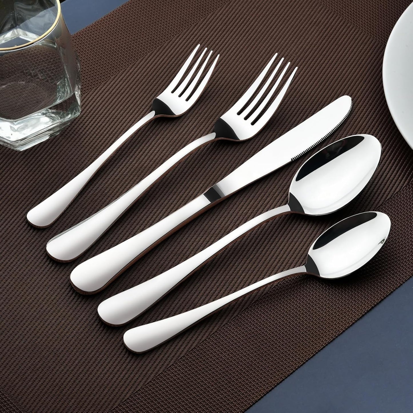 Silverware Set for 8, 40 Piece Stainless Steel Flatware Utensil Cutlery Set | Heavy Duty Steak Knife Fork and Spoon, Dishwasher Safe, Gift Package for Wedding Housewarming