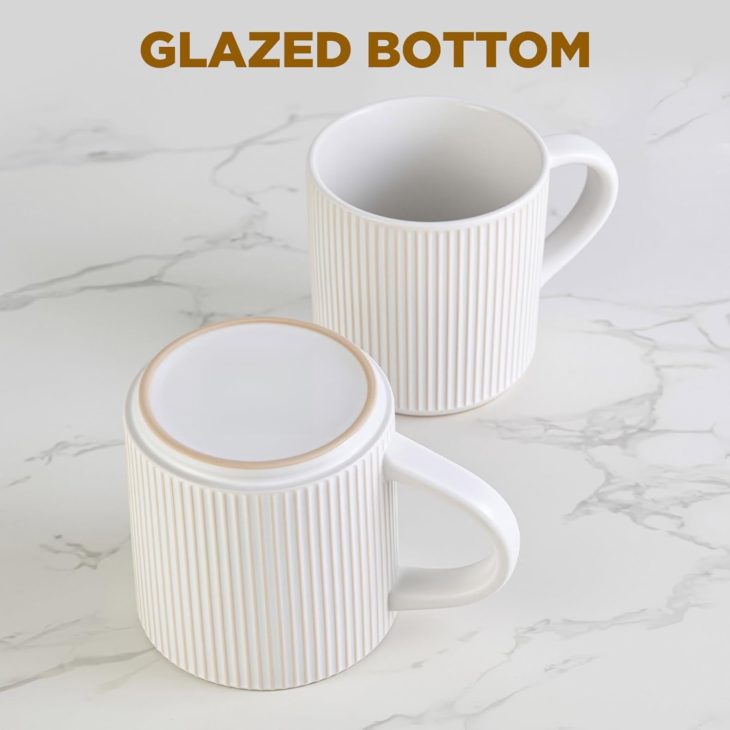 Matte White Coffee Mugs Set of 4, 12 Ounce Mug with Handles, Ceramic Stoneware Catering Coffee Cups, Porcelain Mugs Sets for Coffee, Tea, Hot Cocoa, Milk, Microwave and Dishwasher Safe